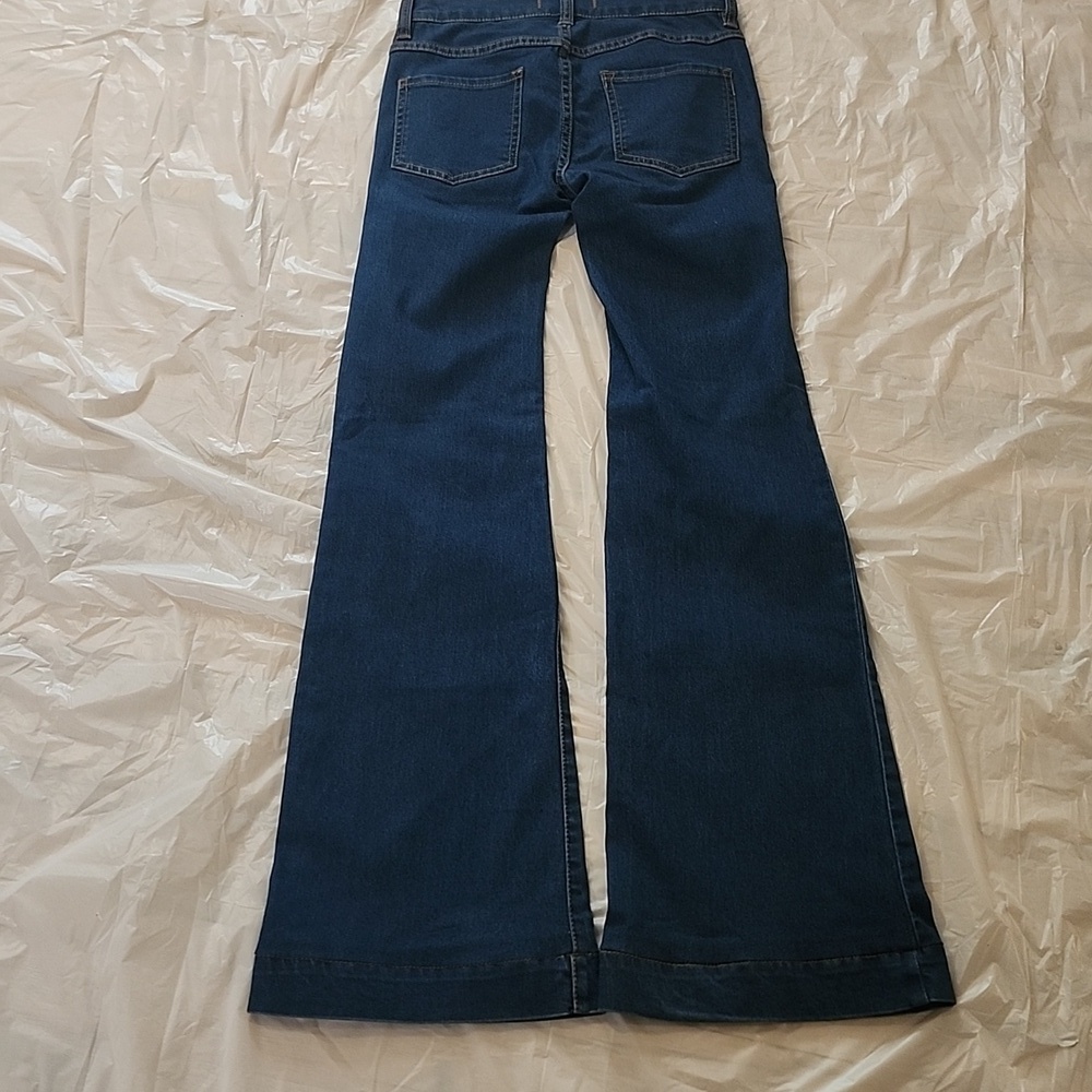 Free People Blue Flare Wide Leg Jeans - Picture 7 of 10
